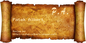 Patek Albert névjegykártya